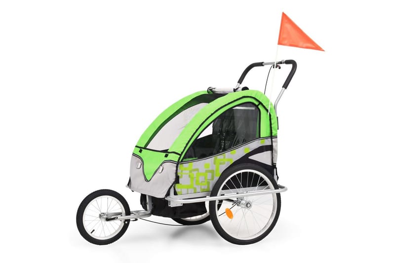 2-i-1 sykkelvogn & barnevogn grønn og grå - Sykkeltilbehør