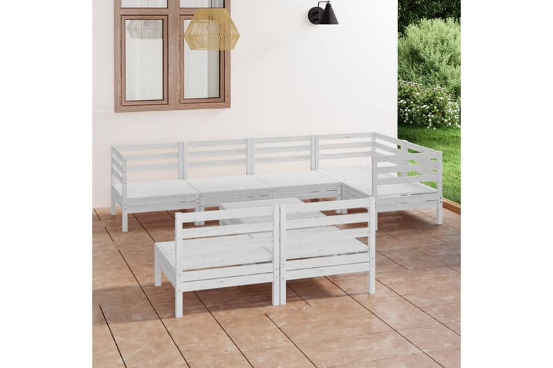 Hagesofagruppe 8 deler heltre furu hvit - Hvit - Verandamøbler - Sofagruppe utendørs - Loungesett