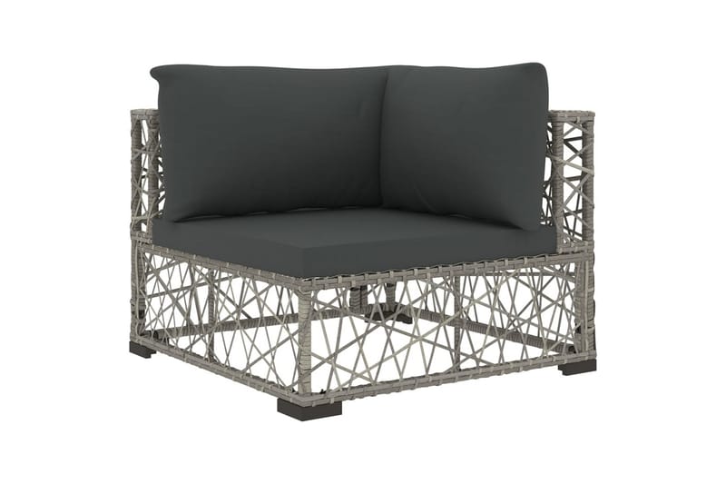 Hagesofasett med puter 5 deler polyrotting grå - Grå - Verandamøbler - Sofagruppe utendørs - Loungesett