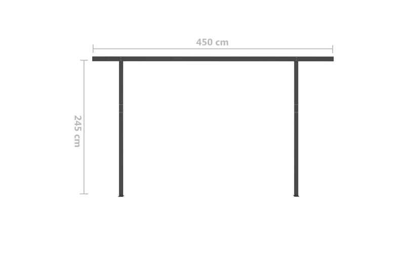 Manuell uttrekkbar markise med LED 4,5x3 m antrasitt - Balkongmarkise - Markiser - Terrassemarkise