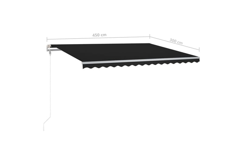 Manuell uttrekkbar markise med LED 4,5x3 m antrasitt - Balkongmarkise - Markiser - Terrassemarkise