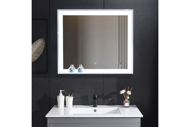 Speil med innebygd LED-belysning og hyllekant 13x68 cm Hvit - Lyfco - Baderomsspeil - Baderomsspeil med belysning
