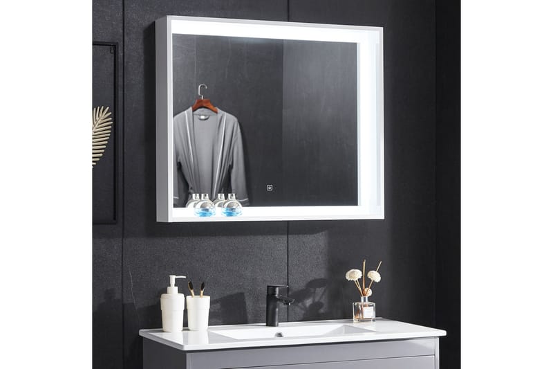 Speil med innebygd LED-belysning og hyllekant 13x68 cm Hvit - Lyfco - Baderomsspeil - Baderomsspeil med belysning