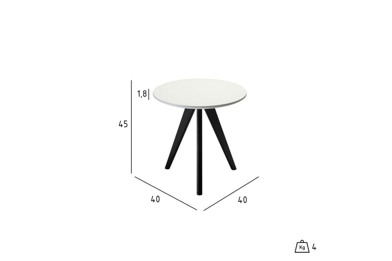 Life Sidebord 40 cm Rundt - Hvit/Svart - Lampebord & sidebord - Brettbord og småbord