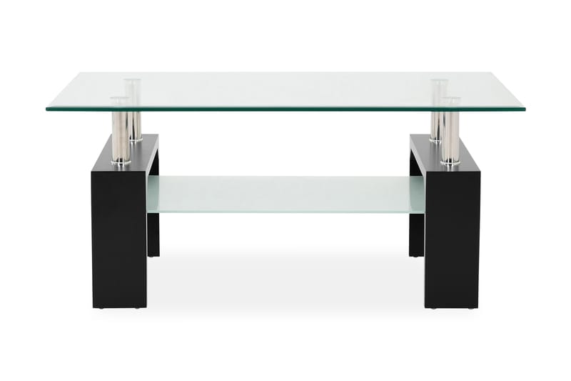 Gylle Sofabord 100 cm med Oppbevaringshylle - Glass/Svart/Krom - Sofabord - Sofabord med oppbevaring