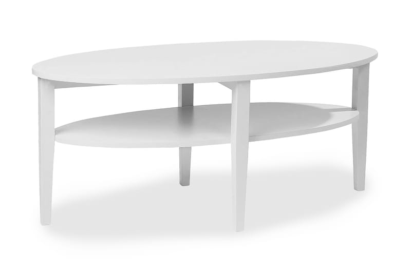 Nybro Sofabord 120 cm Ovalt med Oppbevaringshylle - Hvit - Sofabord - Sofabord med oppbevaring