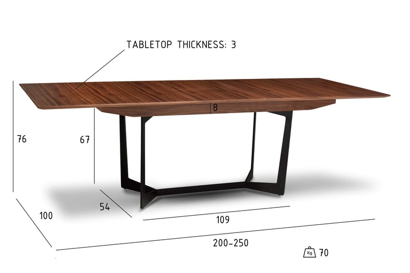Idir Spisebord 200 cm - Brun - Spisebord & kjøkkenbord