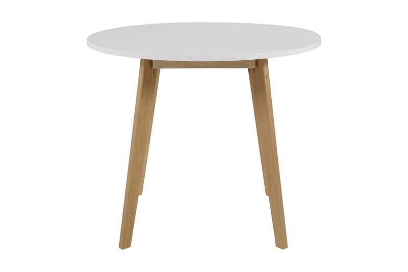 Idun Spisebord 90 cm Rundt - Hvit/Bjørk - Spisebord & kjøkkenbord