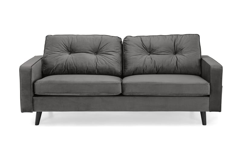 Monroe Fløyelssofa 3-seter - Mørkegrå - Fløyel sofaer - Sofa 3 seter