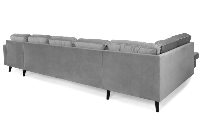 Monroe U-sofa Large med Divan Høyre Fløyel - Lysegrå - U-sofa - Fløyel sofaer