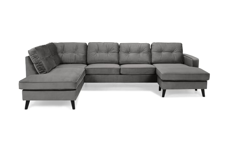 Monroe U-sofa med Divan Høyre Fløyel - Mørkegrå - U-sofa - Fløyel sofaer