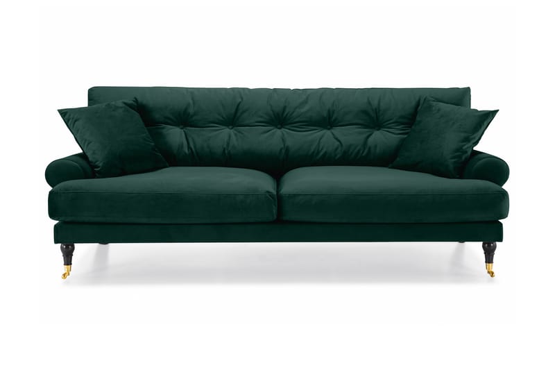 Andrew Fløyelssofa 3-seter - Mørkegrønn/Messing - Howard sofa - Fløyel sofaer - Sofa 3 seter