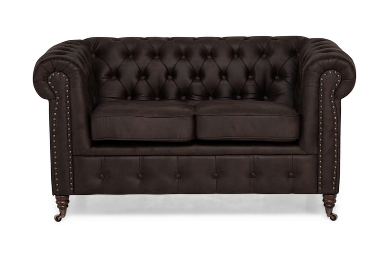 Chesterfield Deluxe 2-seters Sofa - Mørkebrun - Skinnsofaer - 2 seter sofa - Chesterfield sofaer