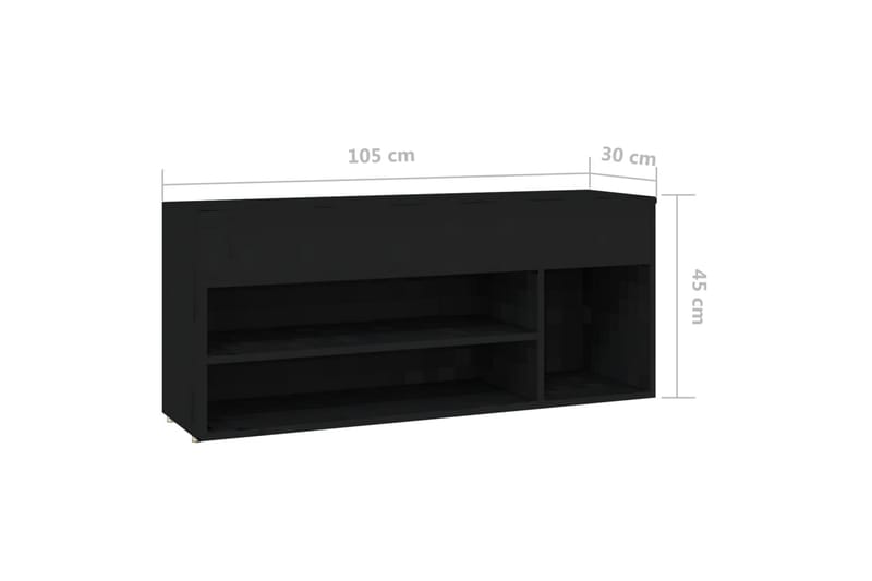Skobenk svart 105x30x45 cm sponplater - Svart - Gangoppbevaring - Skohylle med benk