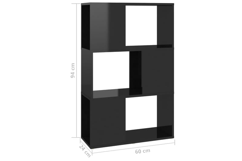 Bokhylle/Romdeler høyglans svart 60x24x94 cm sponplate - Svart - Bokhylle