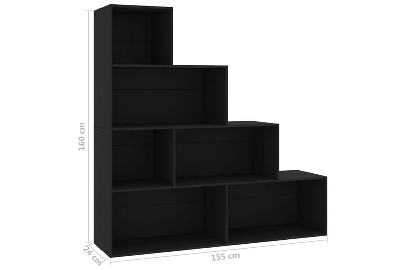 Bokhylle/Romdeler svart 155x24x160 cm sponplate - Bokhylle