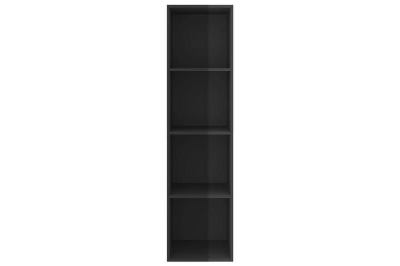 Vegghengt TV-benk høyglans svart 37x37x142,5 cm sponplate - Svart - Bokhylle