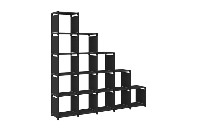 Displayhylle med 15 kuber svart 103x30x175,5 cm stoff - Svart - Bokhylle