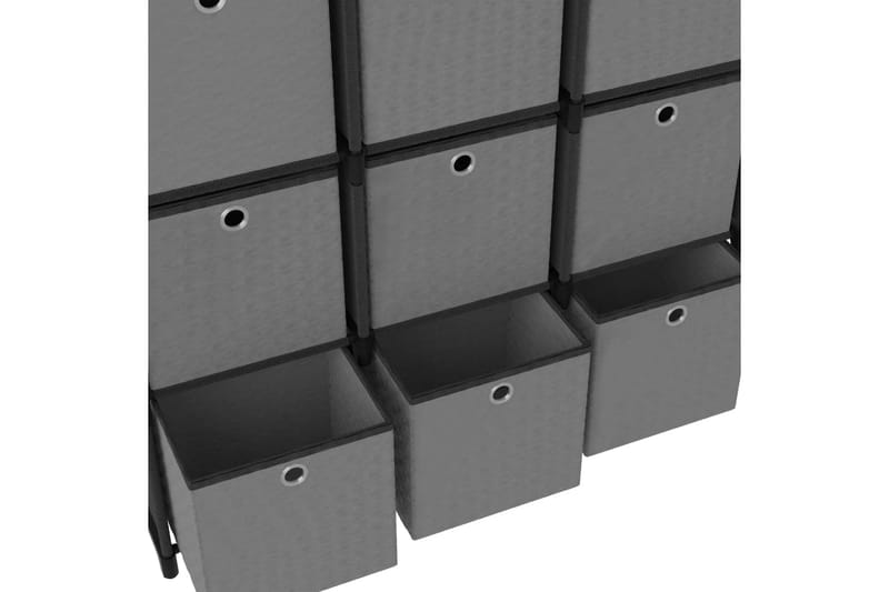 Displayhylle med 15 kuber og bokser svart 103x30x175,5 cm - Svart - Hyllesystem