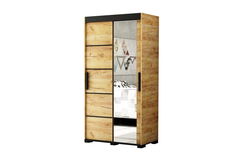 Garderobe 100 cm - Natur|Svart - Garderobeskap & klesskap - Garderober & garderobesystem