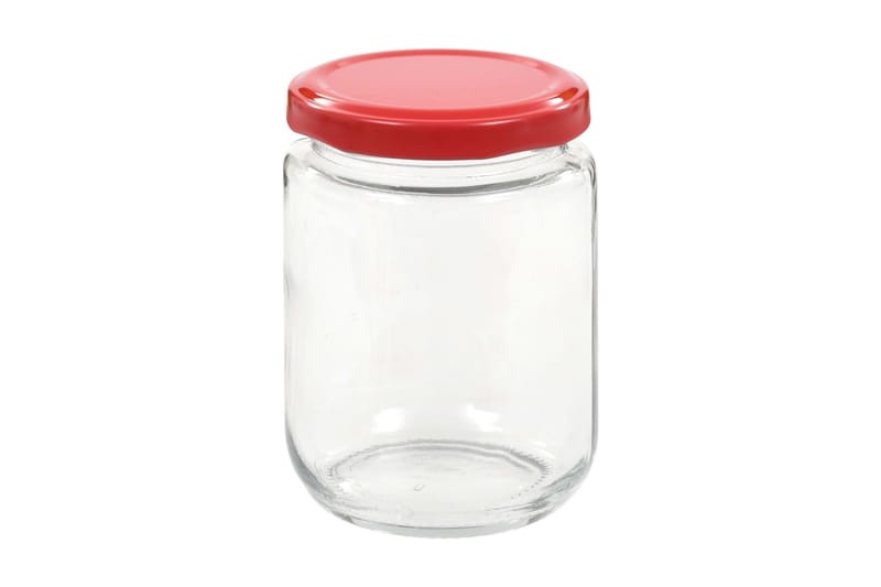 Syltetøyglass med røde lokk 48 stk 230 ml - Oppbevaringskrukke - Oppbevaring til småting - Bokser & syltetøyglass