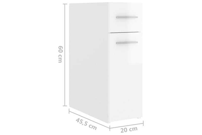 Apotekskap høyglans hvit 20x45,5x60 cm sponplater - Hvit - Kjøpmannsdisk - Kommode