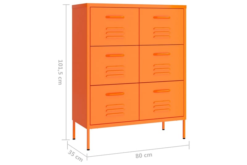 Kommode oransje 80x35x101,5 cm stål - Oransj - Gangoppbevaring - Entrekommode - Kommode