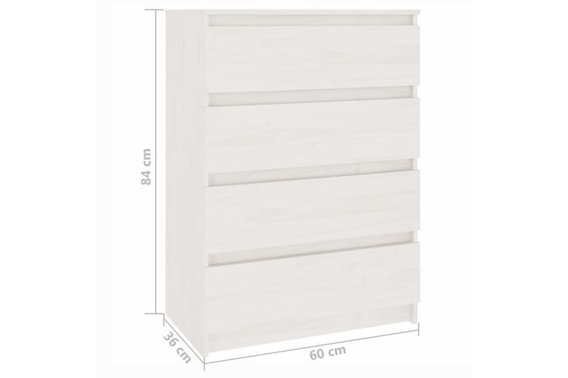 Sideskap hvit 60x36x84 cm heltre furu - Hvit - Sideboard & skjenker