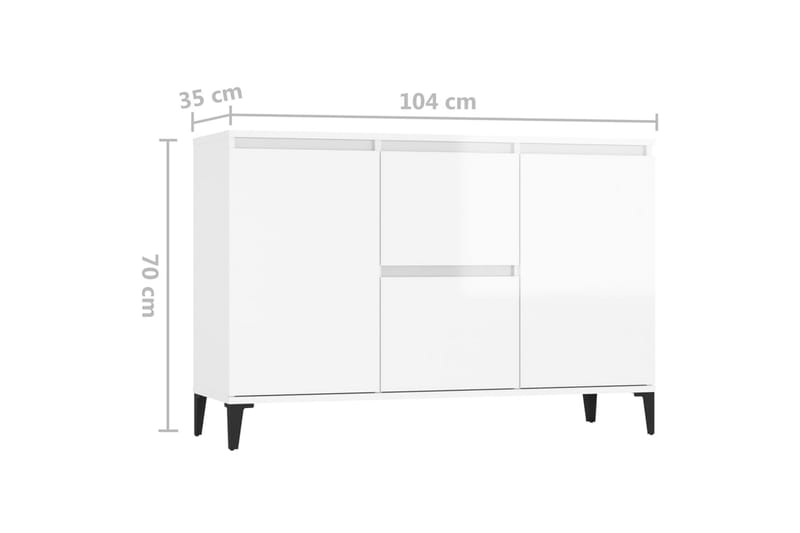 Skjenk høyglans hvit 104x35x70 cm sponplate - Hvit - Sideboard & skjenker