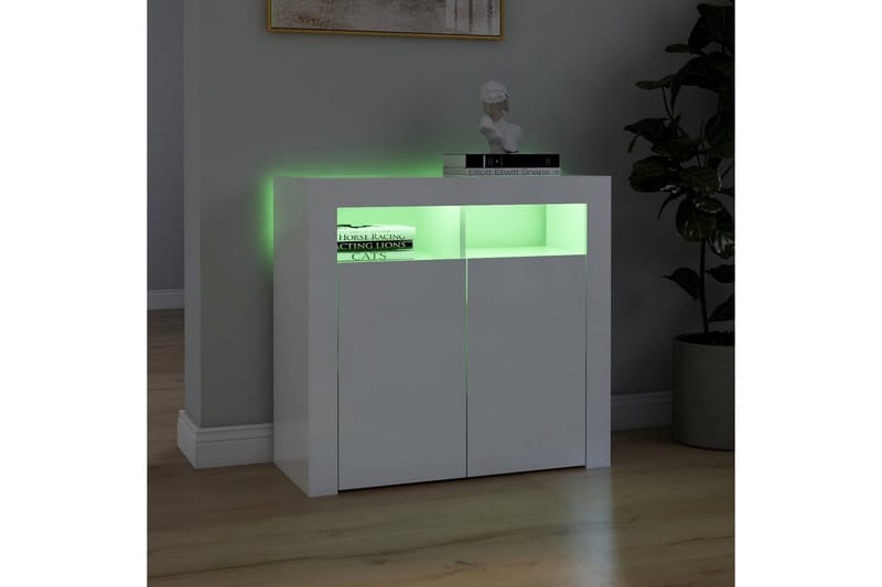 Skjenk med LED-lys høyglans hvit 80x35x75 cm - Hvit - Sideboard & skjenker