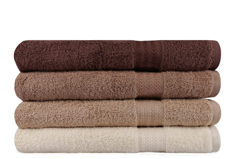 Hobby Badehåndkle 70x140 cm 4-pk - Creme/Beige/Brun - Stort badelaken - Håndklær og badehåndkle - Strandhåndkle & strandbadelaken