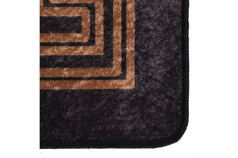 Vaskbart teppe 190x300 cm svart og gull sklisikker - Flerfarget - Kjøkkenmatte - Plasttepper - Hall matte